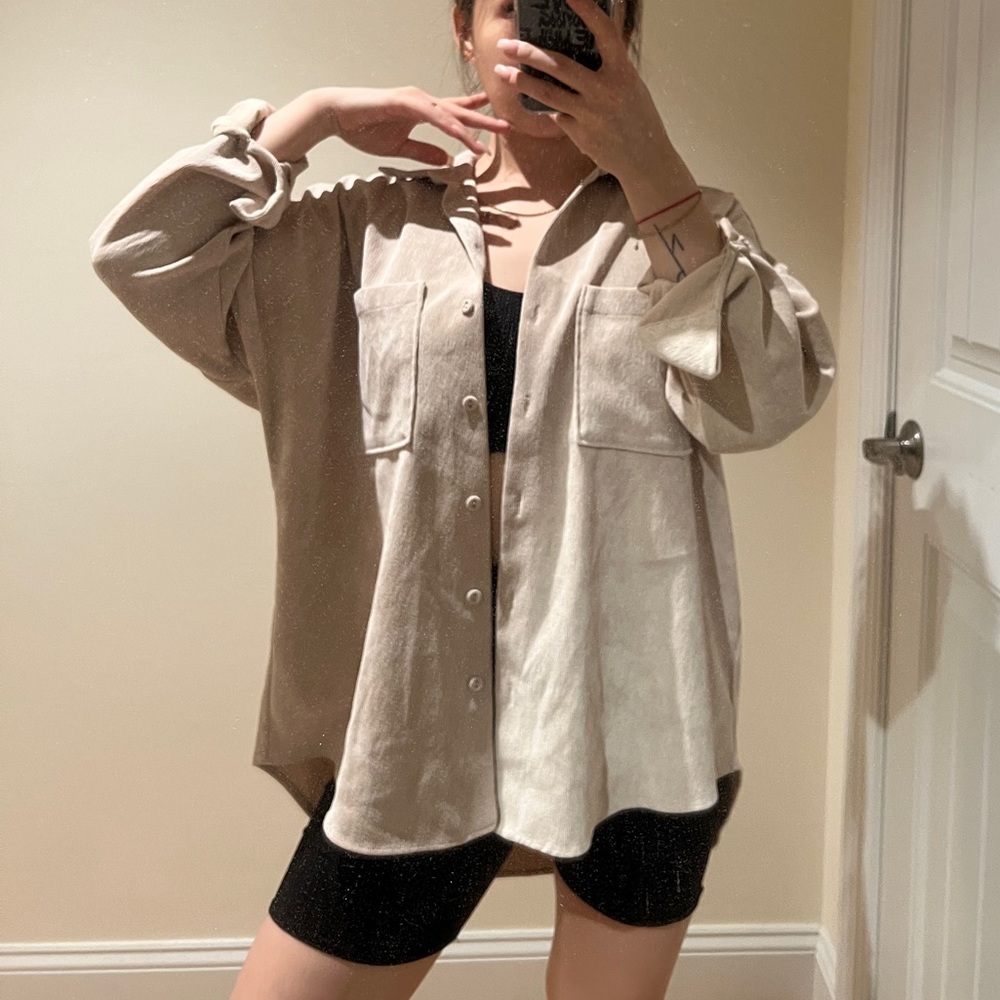 Tan Suede Lightweight Button Down